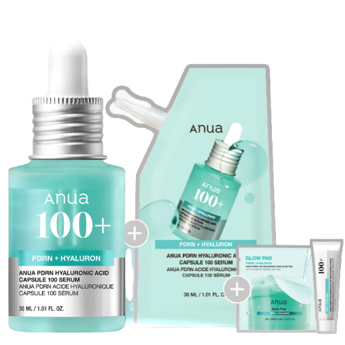ANUA PDRN Hyaluronic Acid Capsule 100 Serum 30ml (+Refill 30ml+Cream 30ml+Pad 2P)