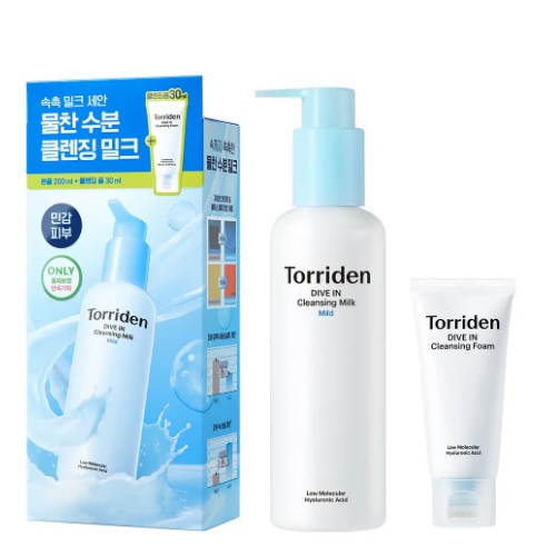 Torriden Dive In Low Molecular Hyaluronic Acid Cleansing Milk 200ml (+cleansing foam 30ml)
