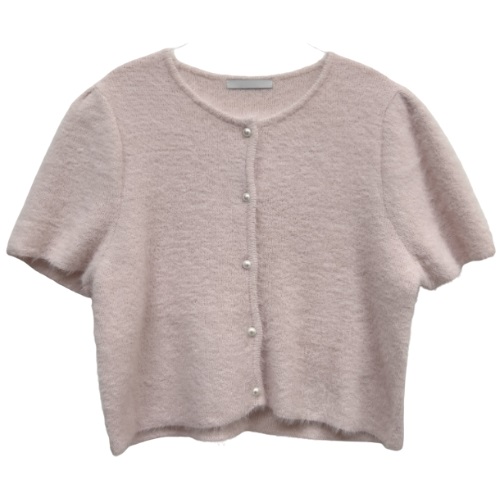 INCHANT ME [best! women's item] Pearl Puff Half Cardigan (PINK)