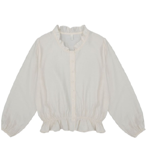 GANAESRA Rise Frill Blouse (Cream Ivory)