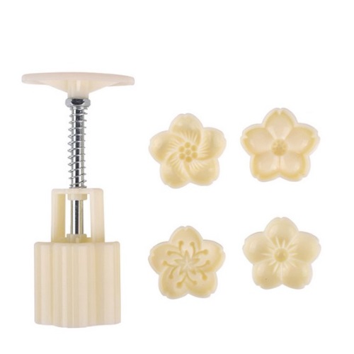 Mooncake Stamp + Mold 4-piece Set, Mixed Colors, 1 Set