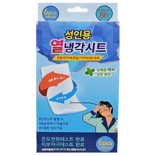 Daeji Adult Heat-Reducing Cooling Sheets (6-Pack) Fever Reducing Cooling Patch