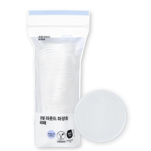 Oliveyoung Dual Round Cotton Puff 60p