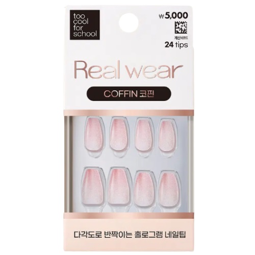 [DAISO] 26Y toocoolforschool Real wear Nail Tip COFFIN 24tips