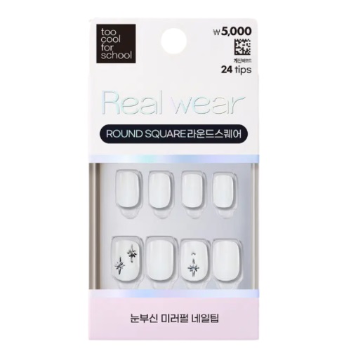 [DAISO] 26Y toocoolforschool Real wear Nail Tip ROUND SQUARE 24tips