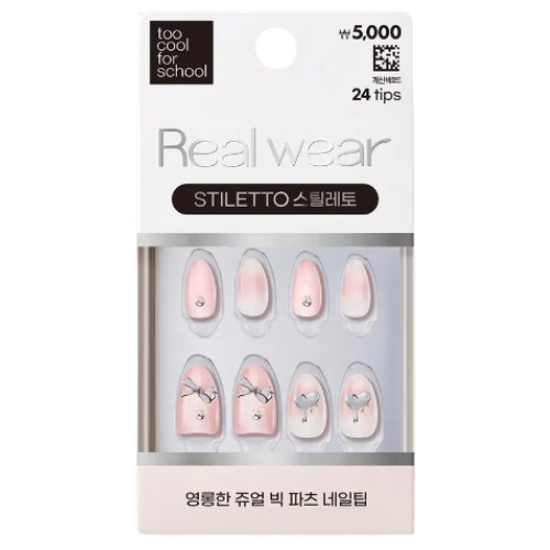 [DAISO] 26Y toocoolforschool Real wear Nail Tip STILETTO 24tips
