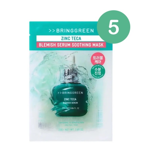 BRINGGREEN Zinc Teca Blemish Serum Soothing Mask 23g x 5EA