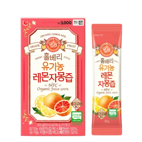 [DAISO] Wholeberry Organic Lemon Grapefruit Juice 20g x 10 sticks