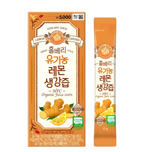 [DAISO] Wholeberry Organic lemon ginger juice 15g x 10 sticks