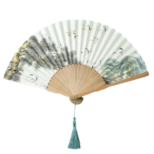 [DAISO] Bamboo folding fan 27 cm [Pine]