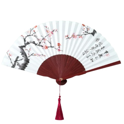 [DAISO] Bamboo folding fan 27 cm [Plum blossoms]
