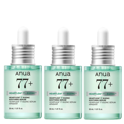 ANUA Heartleaf 77 + B3ZINC Soothing Serum 30ml*3EA
