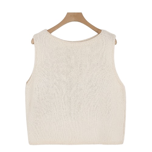 PUREDA Solver Boat Neck Sleeveless Knit #Beige