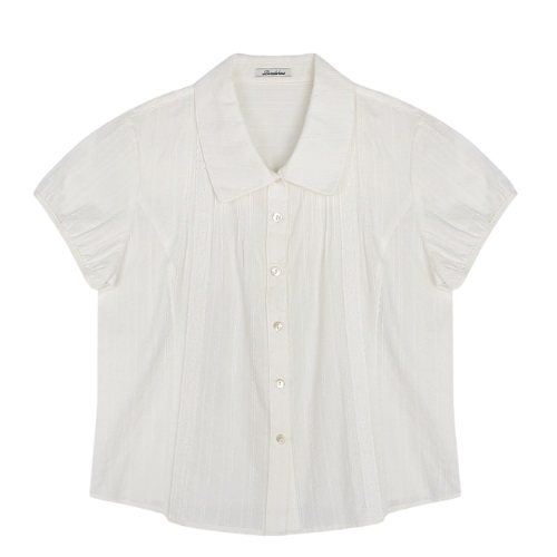 PUREDA Ser Collar Short Sleeve Blouse #Ivory