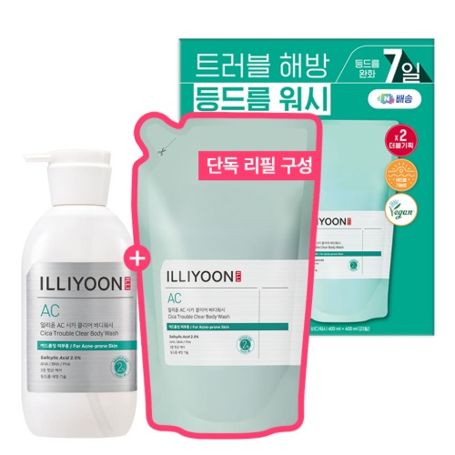 ILLIYOON AC Cica Trouble Clear Body Wash 400ml+ Refill 400ml
