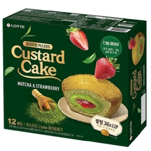 LOTTE Custard Cake Matcha & Strawberry 12p, 288g