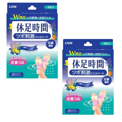 LION Kyusoku Jikan Acupressure Stimulation Cooling Sheets, Pack of 4 x 2box