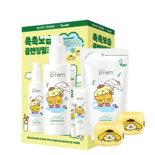 MakePrem Safe Me Relief Moisture Cleansing Milk 200ml (+Refill 200ml+mini 21ml+Wristband for Face Was)