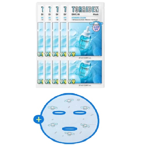 [8/31 Only]Torriden Dive In Low Molecular Hyaluronic Acid Mask 10ea+1ea [Cinnamoroll Edition]