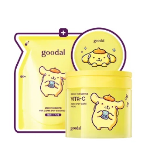 GOODAL Green Tangerine Vita-C Dark Spot Care Pad 70p [Sanrio] Refill Set (+Pad Case)
