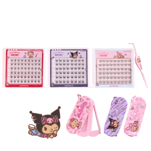 CORINGCO Toktok Hara #No Glue Eyelash (+Brush mirror keyring)/ Tweezer [Sanrio EDITION]
