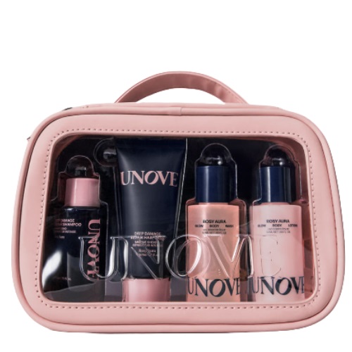 UNOVE Hair & Body Travel Kit (Shampoo + Treatment + Body Wash + Body Lotion)