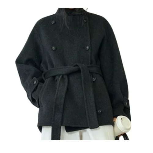 oldr [DEER&FLYER] Wool Blend Double-Breasted Coat [S/Dark Heather Gray (Pre-order)]